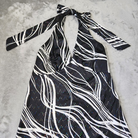 Ice Tea Y2k Halter Dress Women L Bling 2000s Bratz Party Cocktail Sparkle Preppy - Picture 3 of 8